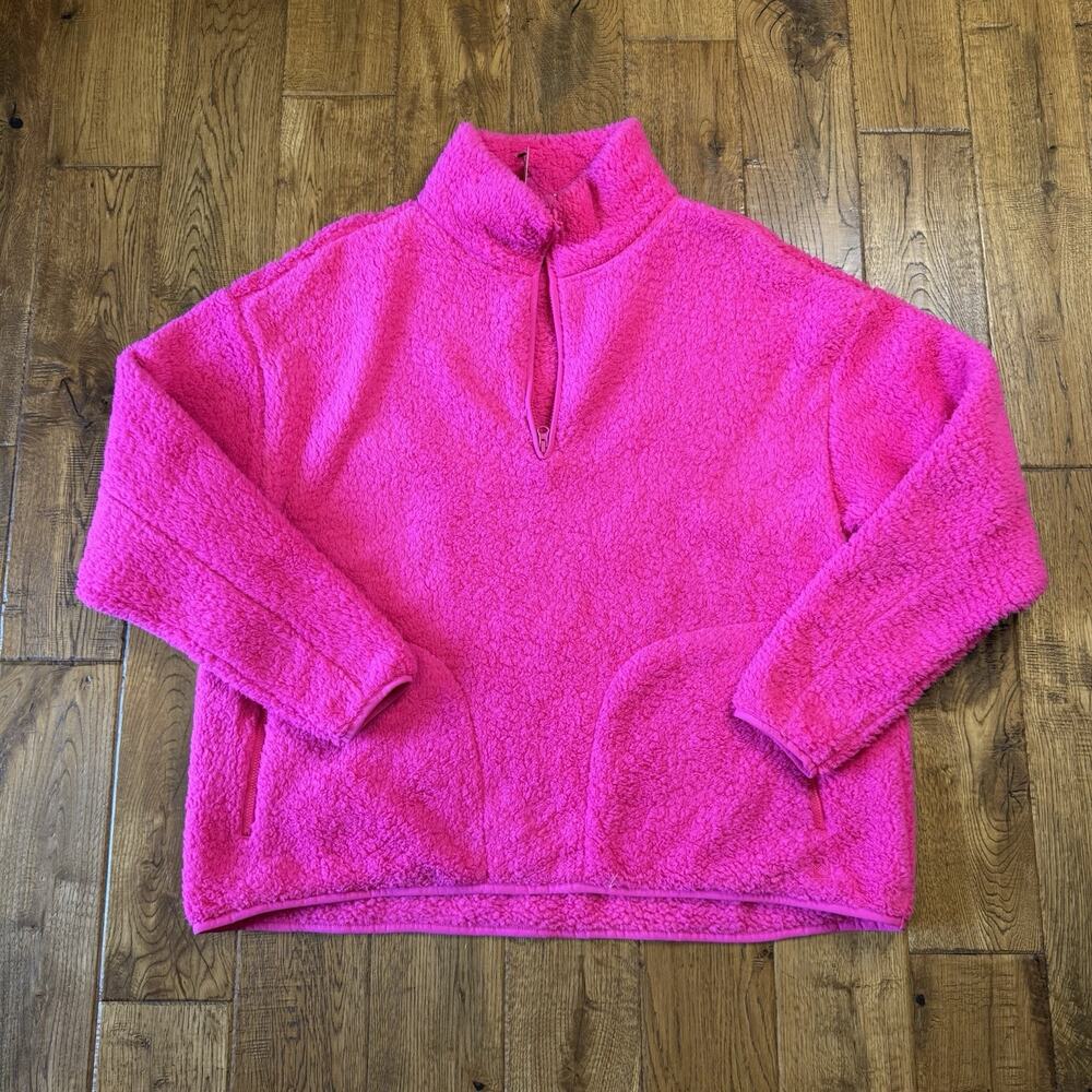 NWT Crown & Ivy Sherpa Fleece Half Zip Jacket Coat Pink, Women's X-Large - Picture 1 of 6
